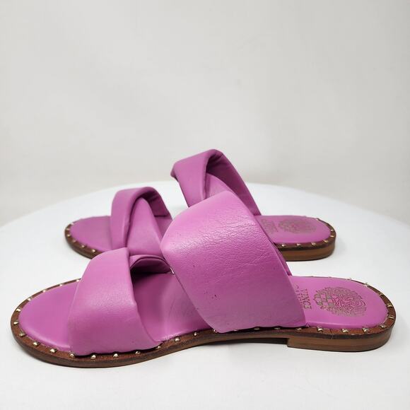 Vince Camuto Palennie Puffy Flat Slide Sandals Women 7M Pink Deep Orchid Leather - Picture 8 of 13